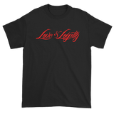 Black T-Shirt with Red Love & Loyalty Logo and small back outer tag logo.