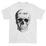White T-Shirt with large white Skull Graphic.