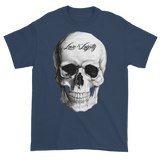 Navy T-Shirt with large white Skull Graphic.